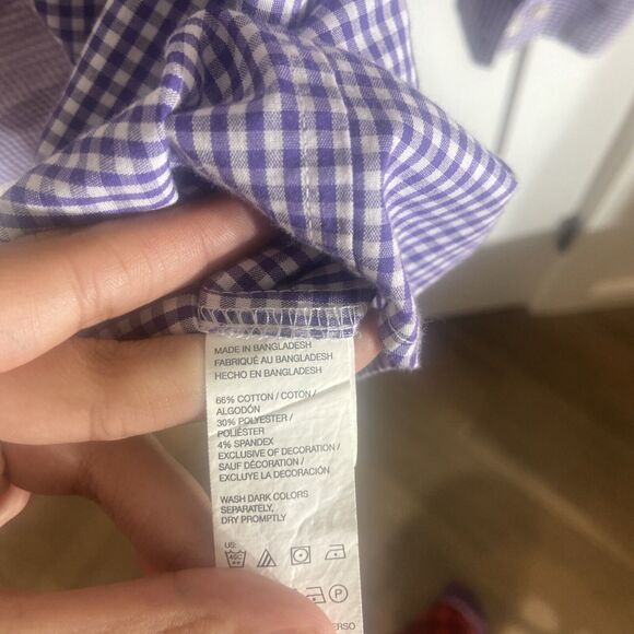 Izod Men's Button-Down Long Sleeve Shirt - Purple Gingham - Size L - Picture 7 of 7